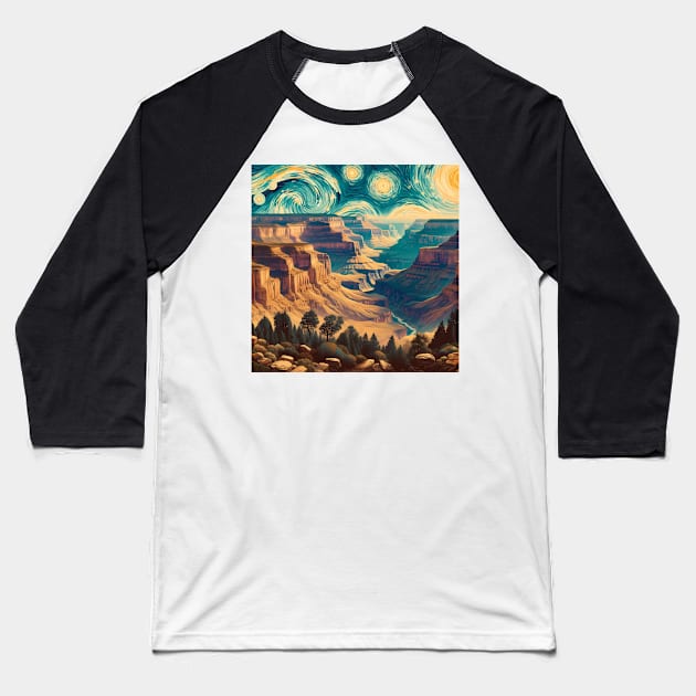 Grand Canyon National Park, USA, in the style of Vincent van Gogh's Starry Night Baseball T-Shirt by CreativeSparkzz